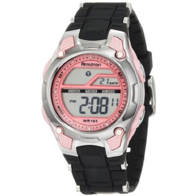 Armitron Sport 45/6984 Relógio digital com correia de resina cronógrafo para mulher, Preto / Rosa, Correia Armitron Sport 45/6984 Relógio digital com correia de resina cronógrafo para mulher, Preto / Rosa, Correia