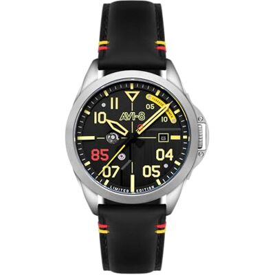 Avi-8 Relógio automático P-51 Mustang Patriot de 43 mm para homem, edição limitada de 85º aniversário, com correia de couro, AV-4148 Avi-8 Relógio automático P-51 Mustang Patriot de 43 mm para homem, edição limitada de 85º aniversário, com correia de couro, AV-4148