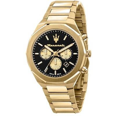 Maserati Reloj Hombre, Colección Stile, Cuarzo, Cronógrafo, en Acero, PVD Oro Maserati Reloj Hombre, Colección Stile, Cuarzo, Cronógrafo, en Acero, PVD Oro