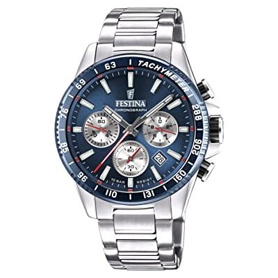 Festina Reloj Hombre Analógico de Acero Inoxidable 316l Movimiento de Cuarzo Cronógrafo Calendario Cristal Mineral de Alta Resistencia Resistente al Agua 10 ATM F20560 Timeless Chronograph Festina Reloj Hombre Analógico de Acero Inoxidable 316l Movimiento de Cuarzo Cronógrafo Calendario Cristal Mineral de Alta Resistencia Resistente al Agua 10 ATM F20560 Timeless Chronograph