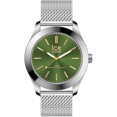 ICE-WATCH , de aço gelo prateado e verde milanês, relógio prateado para homem com pulseira de aço inoxidável, tamanho médio ICE-WATCH , de aço gelo prateado e verde milanês, relógio prateado para homem com pulseira de aço inoxidável, tamanho médio