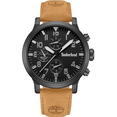 Timberland Relógio analógico para homens de quartzo com correia em couro , Preto, tira Timberland Relógio analógico para homens de quartzo com correia em couro , Preto, tira