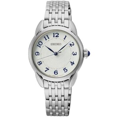 Seiko Relógio analógico de quartzo para mulher com correia de aço inoxidável, prateado Seiko Relógio analógico de quartzo para mulher com correia de aço inoxidável, prateado