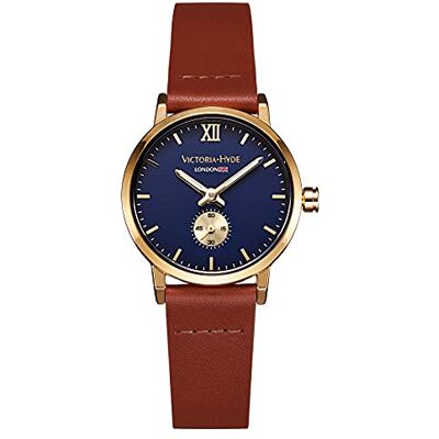 VICTORIA HYDE Mostrador pequeno mulheres relógio de pulso de quartzo correia de couro, Castanho, Elegante VICTORIA HYDE Mostrador pequeno mulheres relógio de pulso de quartzo correia de couro, Castanho, Elegante