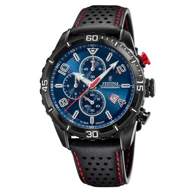 Festina Relógio Masculino Analógico de Couro Movimento de Quartzo Cronógrafo Calendário Cristal Mineral de Alta Resistência Resistente à Água 10 ATM Elegante F20519 Chrono Sport, Preto Festina Relógio Masculino Analógico de Couro Movimento de Quartzo Cronógrafo Calendário Cristal Mineral de Alta Resistência Resistente à Água 10 ATM Elegante F20519 Chrono Sport, Preto