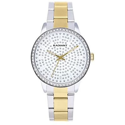Radiant Relógio mulher 5 ATM, cor da pulseira dourada, prateado com caixa de metal de cor prateada tamanho da caixa 38,00 mm Radiant Relógio mulher 5 ATM, cor da pulseira dourada, prateado com caixa de metal de cor prateada tamanho da caixa 38,00 mm