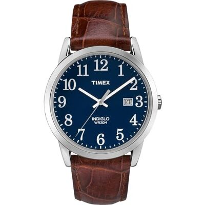 Timex Easy Reader TW2R63800 Relógio de quartzo para homem de 38 mm, correia castanha, janela de data Timex Easy Reader TW2R63800 Relógio de quartzo para homem de 38 mm, correia castanha, janela de data