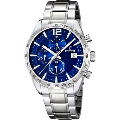 Festina Relógio Masculino Analógico de Aço Inoxidável 316l Movimento de Quartzo Cronógrafo Calendário Cristal Mineral Resistente Resistente à Água 5 ATM Casual Timeless Chronograph Festina Relógio Masculino Analógico de Aço Inoxidável 316l Movimento de Quartzo Cronógrafo Calendário Cristal Mineral Resistente Resistente à Água 5 ATM Casual Timeless Chronograph