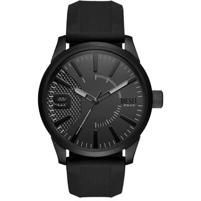 Diesel Relógio RASP para homem, movimento de quartzo de três ponteiros com correia de silicone, aço inoxidável ou pele, Preto Diesel Relógio RASP para homem, movimento de quartzo de três ponteiros com correia de silicone, aço inoxidável ou pele, Preto