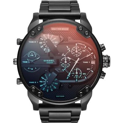Diesel Mr. Daddy Relógio para homem, movimento multifuncional de quartzo com correia de aço inoxidável Diesel Mr. Daddy Relógio para homem, movimento multifuncional de quartzo com correia de aço inoxidável