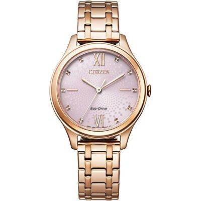 Citizen Eco-Drive Relógio analógico para mulher com pulseira de aço inoxidável, Ouro rosa, Tamanho único, pulseira Citizen Eco-Drive Relógio analógico para mulher com pulseira de aço inoxidável, Ouro rosa, Tamanho único, pulseira