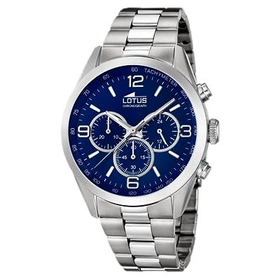 Lotus Relógio masculino analógico de aço inoxidável 316 l prateado Lotus Relógio masculino analógico de aço inoxidável 316 l prateado