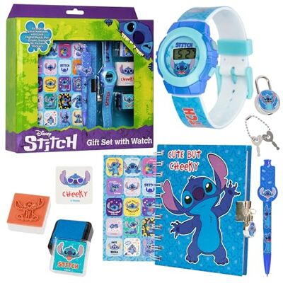 Disney Stitch Conjunto de Presente com Relógio Digital para Crianças e Acessórios, Diário com Cadeado, Caneta Bonito Selo Infantil Disney Stitch Conjunto de Presente com Relógio Digital para Crianças e Acessórios, Diário com Cadeado, Caneta Bonito Selo Infantil