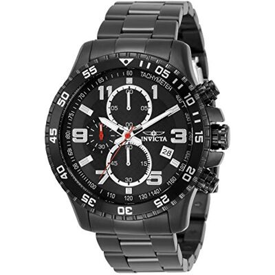 INVICTA Relógio de Quartzo Masculino em Aço Inoxidável Especialidade 45mm, Preto, Padrão INVICTA Relógio de Quartzo Masculino em Aço Inoxidável Especialidade 45mm, Preto, Padrão