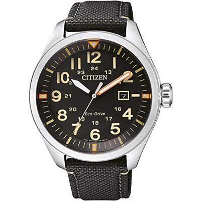 Citizen Eco-Drive Relógio analógico de quartzo para homem com pulseira de nylon, Preto, pulseira Citizen Eco-Drive Relógio analógico de quartzo para homem com pulseira de nylon, Preto, pulseira