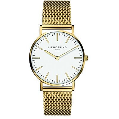 Liebeskind Berlin Relógio de mulher, Runde Quarzuhr 34 mm, Mesharmband, 5 ATM, resistente à água, elegante, prateado/branco, Dourado branco, Ouro / branco Liebeskind Berlin Relógio de mulher, Runde Quarzuhr 34 mm, Mesharmband, 5 ATM, resistente à água, elegante, prateado/branco, Dourado branco, Ouro / branco