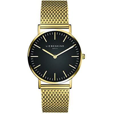 Liebeskind Berlin Relógio de mulher, Runde Quarzuhr 34 mm, Mesharmband, 5 ATM, resistente à água, elegante, prateado/branco, Ouro e preto., Tamanho único, Ouro / preto Liebeskind Berlin Relógio de mulher, Runde Quarzuhr 34 mm, Mesharmband, 5 ATM, resistente à água, elegante, prateado/branco, Ouro e preto., Tamanho único, Ouro / preto