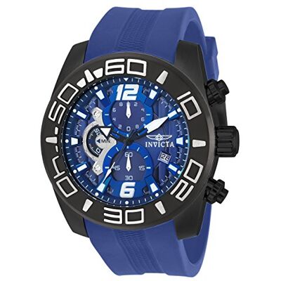 INVICTA Relógio masculino, preto / azul, Correia INVICTA Relógio masculino, preto / azul, Correia