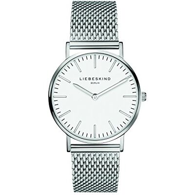 Liebeskind Berlin Relógio de mulher, Runde Quarzuhr 34 mm, Mesharmband, 5 ATM, resistente à água, elegante, prateado/branco, Prateado e branco, Prata / branco Liebeskind Berlin Relógio de mulher, Runde Quarzuhr 34 mm, Mesharmband, 5 ATM, resistente à água, elegante, prateado/branco, Prateado e branco, Prata / branco