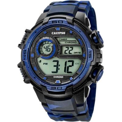 Calypso Relógio digital homem de borracha azul relógio desportivo homem Calypso Relógio digital homem de borracha azul relógio desportivo homem
