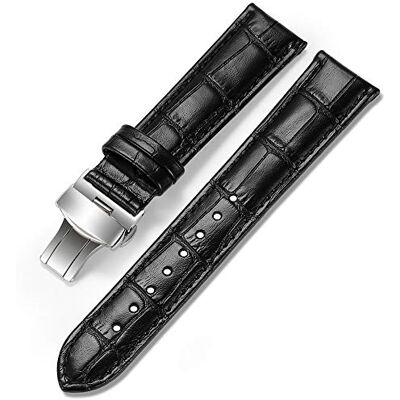 iStrap Correias de relógio de couro correia de substituição para homens e mulheres fecho dobrável com botão de pressão em aço inoxidável 18 mm 19 mm 20 mm 21 mm 22 mm 24 mm preto castanho iStrap Correias de relógio de couro correia de substituição para homens e mulheres fecho dobrável com botão de pressão em aço inoxidável 18 mm 19 mm 20 mm 21 mm 22 mm 24 mm preto castanho
