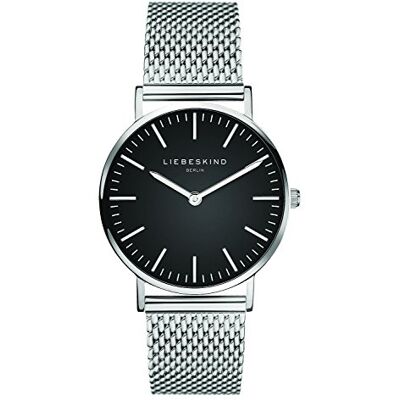 Liebeskind Berlin Relógio de mulher, Runde Quarzuhr 34 mm, Mesharmband, 5 ATM, resistente à água, elegante, prateado/branco, Prateado e preto, Prata / preto Liebeskind Berlin Relógio de mulher, Runde Quarzuhr 34 mm, Mesharmband, 5 ATM, resistente à água, elegante, prateado/branco, Prateado e preto, Prata / preto
