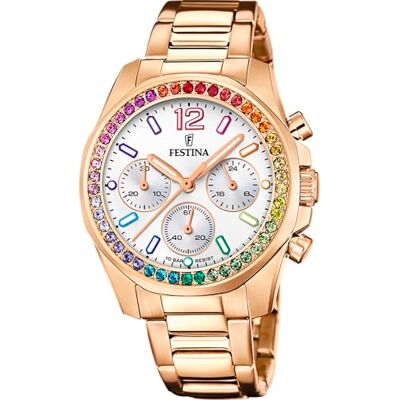 Festina Relógio Feminino Analógico de Aço Inoxidável 316l Movimento de Quartzo Cronógrafo Cristal Mineral de Alta Resistência Resistente à Água 10 ATM Preços Especiais F20639, Ouro rosa Festina Relógio Feminino Analógico de Aço Inoxidável 316l Movimento de Quartzo Cronógrafo Cristal Mineral de Alta Resistência Resistente à Água 10 ATM Preços Especiais F20639, Ouro rosa