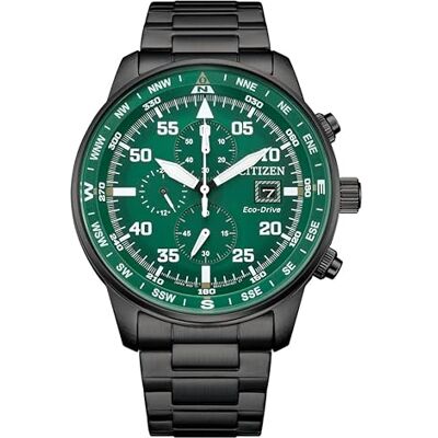 Citizen Relógio Aviador Crono verde e preto para homem, Ref. Citizen Relógio Aviador Crono verde e preto para homem, Ref.