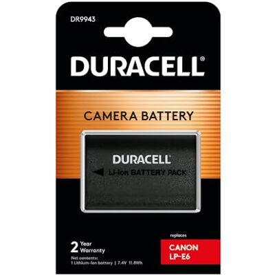 Duracell DR9943 Bateria para câmara digital 7,4 V, 1400 mAh (substituição da bateria original da Canon LP-E6), preto Duracell DR9943 Bateria para câmara digital 7,4 V, 1400 mAh (substituição da bateria original da Canon LP-E6), preto