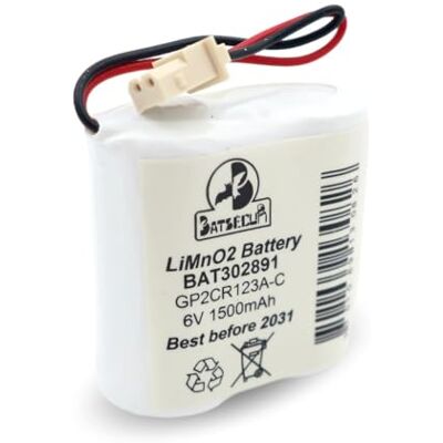 BATSÉCUR Bateria de alarme BAT302891 compatível com Visonic GP2CR123A, 103-302891, 103-302915, GP2CR123A-C e BENTEL BW-BAT891-6V 1500 mAh LiMnO2 BATSÉCUR Bateria de alarme BAT302891 compatível com Visonic GP2CR123A, 103-302891, 103-302915, GP2CR123A-C e BENTEL BW-BAT891-6V 1500 mAh LiMnO2