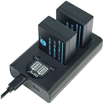 DSTE ® Pacote de 2 baterias DMW-BLC12 DMW-BLC12e kit de carregador rápido USB duplo para câmaras Panasonic Lumix DMC-GH2 DMC-FZ330 DMC-FZ200 DMC-FZ200GK DMC-FZ1000 V-LUX4 Leica Q Como DMW-BLC12PP DSTE ® Pacote de 2 baterias DMW-BLC12 DMW-BLC12e kit de carregador rápido USB duplo para câmaras Panasonic Lumix DMC-GH2 DMC-FZ330 DMC-FZ200 DMC-FZ200GK DMC-FZ1000 V-LUX4 Leica Q Como DMW-BLC12PP
