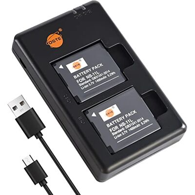 DSTE 2 peças NB-11L NB11LH (1400 mAh/3,7 V) bateria e carregador compatível para Canon PowerShot A2300, A2400, A2500, A2600, A3400, A3500, A4000 IS DSTE 2 peças NB-11L NB11LH (1400 mAh/3,7 V) bateria e carregador compatível para Canon PowerShot A2300, A2400, A2500, A2600, A3400, A3500, A4000 IS