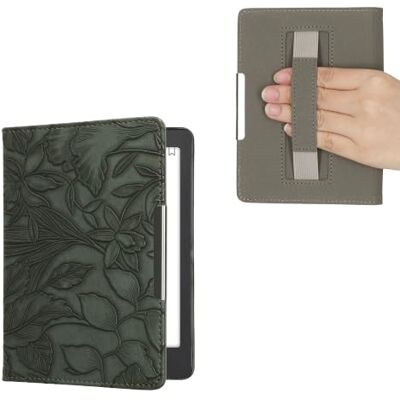 kwmobile Capa compatível com Kobo Aura Edition 2 capa capa e-Book com aba e alça de mão flores em relevo kwmobile Capa compatível com Kobo Aura Edition 2 capa capa e-Book com aba e alça de mão flores em relevo