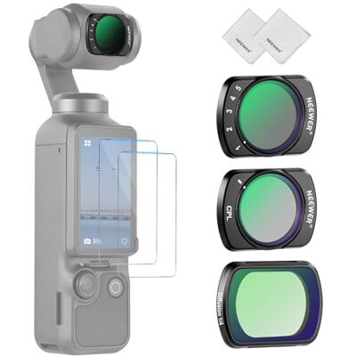 NEEWER Filtro HD ND variável CPL transmissão preta 1/4 para efeito cinematográfico de névoa com acessórios de protetor de ecrã, compatível com dji Osmo Pocket 3 / Pocket 4 / Xtra Muse NEEWER Filtro HD ND variável CPL transmissão preta 1/4 para efeito cinematográfico de névoa com acessórios de protetor de ecrã, compatível com dji Osmo Pocket 3 / Pocket 4 / Xtra Muse