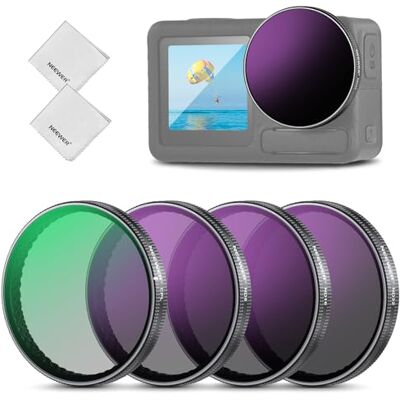 NEEWER ND Filtro conjunto compatível com DJI Osmo Action 5 Pro/4/3, 4 Pack filtros de vidro ótico HD multicamada fácil colocação ND8/ND16/ND32/CPL alvo de Action Cam acessórios com 2 anos de limpeza NEEWER ND Filtro conjunto compatível com DJI Osmo Action 5 Pro/4/3, 4 Pack filtros de vidro ótico HD multicamada fácil colocação ND8/ND16/ND32/CPL alvo de Action Cam acessórios com 2 anos de limpeza