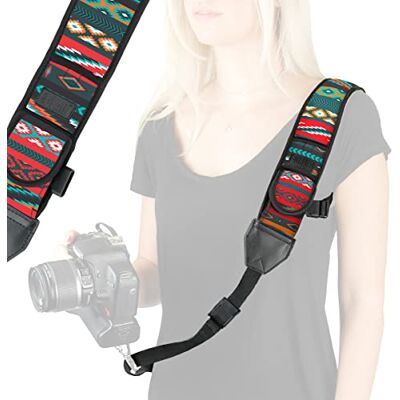 USA Gear Alça de ombro com estilingue de câmara com neoprene ajustável, alça de segurança, fivela de libertação rápida compatível com câmaras Canon, Nikon, Sony e mais USA Gear Alça de ombro com estilingue de câmara com neoprene ajustável, alça de segurança, fivela de libertação rápida compatível com câmaras Canon, Nikon, Sony e mais