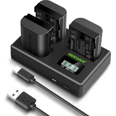 NEEWER Pacote de 3 2200 mAh LP-E6P/LP-E6NH/LP-E6N baterias de substituição e carregador triplo USB, compatível com Canon EOS R5 Mark II EOS R5 EOS R6 EOS R7 EOS R 5D II IV 6D II 7D, 7D II 32D/34D/34D NEEWER Pacote de 3 2200 mAh LP-E6P/LP-E6NH/LP-E6N baterias de substituição e carregador triplo USB, compatível com Canon EOS R5 Mark II EOS R5 EOS R6 EOS R7 EOS R 5D II IV 6D II 7D, 7D II 32D/34D/34D