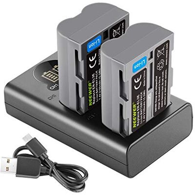 NEEWER Bateria de substituição para Nikon EN-EL3e (2100 mAh, inclui carregador duplo USB com ecrã LCD, compatível com câmaras DSLR digitais, Nikon D50, D70, D80, D90, D100, D200, D300, D300, D300 NEEWER Bateria de substituição para Nikon EN-EL3e (2100 mAh, inclui carregador duplo USB com ecrã LCD, compatível com câmaras DSLR digitais, Nikon D50, D70, D80, D90, D100, D200, D300, D300, D300
