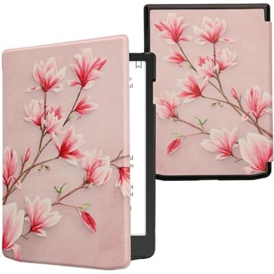 kwmobile Capa compatível com Pocketbook InkPad 4 / cor 3/2 / Vivlio InkPad 4 capa capa com tampa e fecho magnético de couro sintético Magnólias kwmobile Capa compatível com Pocketbook InkPad 4 / cor 3/2 / Vivlio InkPad 4 capa capa com tampa e fecho magnético de couro sintético Magnólias