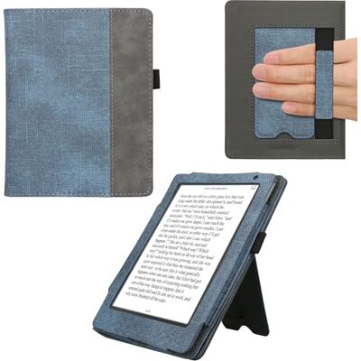kwmobile Capa compatível com Kobo Aura H2O Edition 2 capa para e-Book com fita e suporte azul escuro/cinzento escuro kwmobile Capa compatível com Kobo Aura H2O Edition 2 capa para e-Book com fita e suporte azul escuro/cinzento escuro