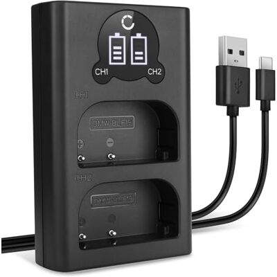 CELLONIC Carregador duplo DMW-BLF19 DMW-BLF19E DMW-BLF19PP Smart e rápido 1 m + cabo USB, (5 V, 8,4 W), autoromia estesa, para Panasonic Lumix DC-G9, DMC-GH4, DMW-BLF19E, DC-GH5, DMW-BLF19, DMC-GH3 CELLONIC Carregador duplo DMW-BLF19 DMW-BLF19E DMW-BLF19PP Smart e rápido 1 m + cabo USB, (5 V, 8,4 W), autoromia estesa, para Panasonic Lumix DC-G9, DMC-GH4, DMW-BLF19E, DC-GH5, DMW-BLF19, DMC-GH3