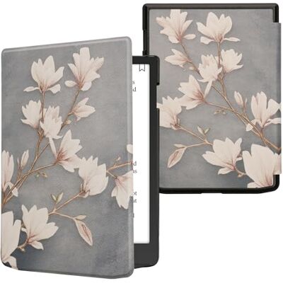 kwmobile Capa compatível com Pocketbook InkPad 4/cor 3/2 / Vivlio InkPad 4/cor 3 capa capa com tampa e fecho magnético de couro sintético magnólias kwmobile Capa compatível com Pocketbook InkPad 4/cor 3/2 / Vivlio InkPad 4/cor 3 capa capa com tampa e fecho magnético de couro sintético magnólias