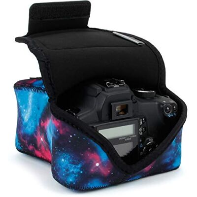 USA Gear Capa câmara Reflex DSLR com proteção de neopreno, alça para cinto e armazenamento de acessórios compatível com Nikon D3400, Canon EOS Rebel SL2, Pentax K-70 e muito mais Galáxia USA Gear Capa câmara Reflex DSLR com proteção de neopreno, alça para cinto e armazenamento de acessórios compatível com Nikon D3400, Canon EOS Rebel SL2, Pentax K-70 e muito mais Galáxia