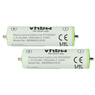 vhbw 2X bateria compatível com Braun Series 1, Series 3, SmartControl máquinas de barbear, corta-pelos (1800 mAh, 1,2 V, NiMH) vhbw 2X bateria compatível com Braun Series 1, Series 3, SmartControl máquinas de barbear, corta-pelos (1800 mAh, 1,2 V, NiMH)