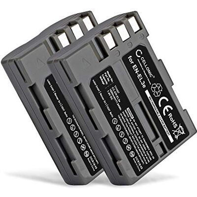 CELLONIC , Bateria para câmara, compatível com Nikon EN-EL3e, D90, D80, D700, D50, D200, D300 (7,4 V, 1600 mAh) 2 unidades CELLONIC , Bateria para câmara, compatível com Nikon EN-EL3e, D90, D80, D700, D50, D200, D300 (7,4 V, 1600 mAh) 2 unidades