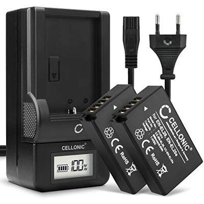 CELLONIC 2X Bateria compatível com Nikon CoolPix P1000, P950, 1 J1, EN-EL20 800 mAh, 7,4 V, iões de lítio para Nikon Coolpix A, 1 V3, J2, S1, AW1, J3, DL24-500, EN-EL20a, MH-27 CELLONIC 2X Bateria compatível com Nikon CoolPix P1000, P950, 1 J1, EN-EL20 800 mAh, 7,4 V, iões de lítio para Nikon Coolpix A, 1 V3, J2, S1, AW1, J3, DL24-500, EN-EL20a, MH-27