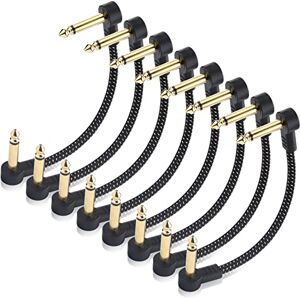 Cable Matters Pacote de 8 cabos de conexão trançados de guitarra de 15 cm (cabos de pedal de efeito de guitarra) com conectores banhados a ouro em preto Cable Matters Pacote de 8 cabos de conexão trançados de guitarra de 15 cm (cabos de pedal de efeito de guitarra) com conectores banhados a ouro em preto