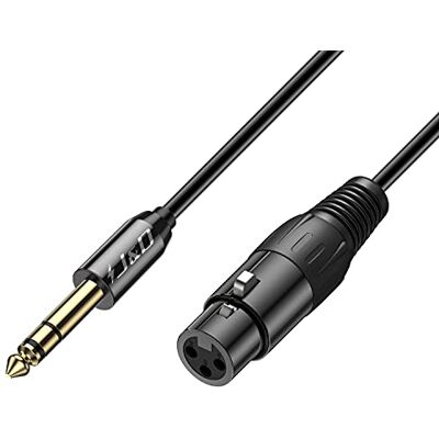 J&D 6,35 mm para cabo XLR, PVC TRS macho a XLR fêmea Balanced adaptador cabo áudio de interconexão para altifalante condensador Mic guitarra Mixer AMP 2,7 metros J&D 6,35 mm para cabo XLR, PVC TRS macho a XLR fêmea Balanced adaptador cabo áudio de interconexão para altifalante condensador Mic guitarra Mixer AMP 2,7 metros