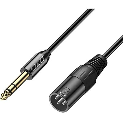 J&D Cabo XLR macho a jack, cabo jack 6,35 mm equilibrado para XLR macho 3 pinos para microfone, equipamento de som, mesa de mistura, 1,8 metros J&D Cabo XLR macho a jack, cabo jack 6,35 mm equilibrado para XLR macho 3 pinos para microfone, equipamento de som, mesa de mistura, 1,8 metros