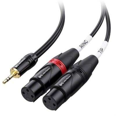 Cable Matters Cabo 3,5 mm TRS para duplo XLR feminino, 1,8 m Cabo de breakout estéreo AUX 3,5 mm para duplo XLR fêmea para misturador, altifalante e equipamentos de áudio Cable Matters Cabo 3,5 mm TRS para duplo XLR feminino, 1,8 m Cabo de breakout estéreo AUX 3,5 mm para duplo XLR fêmea para misturador, altifalante e equipamentos de áudio